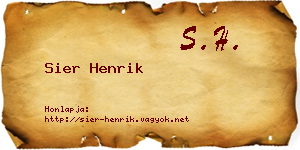 Sier Henrik névjegykártya